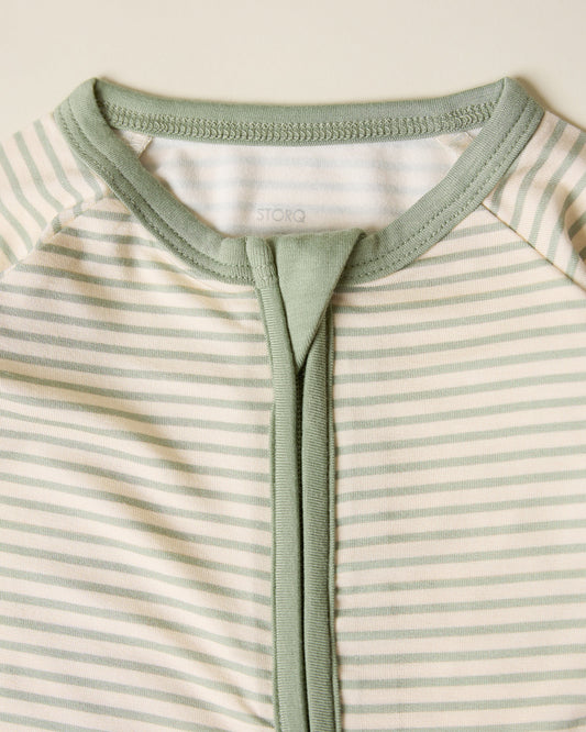 Bamboo Baby Pajama | Sage Candy Stripe