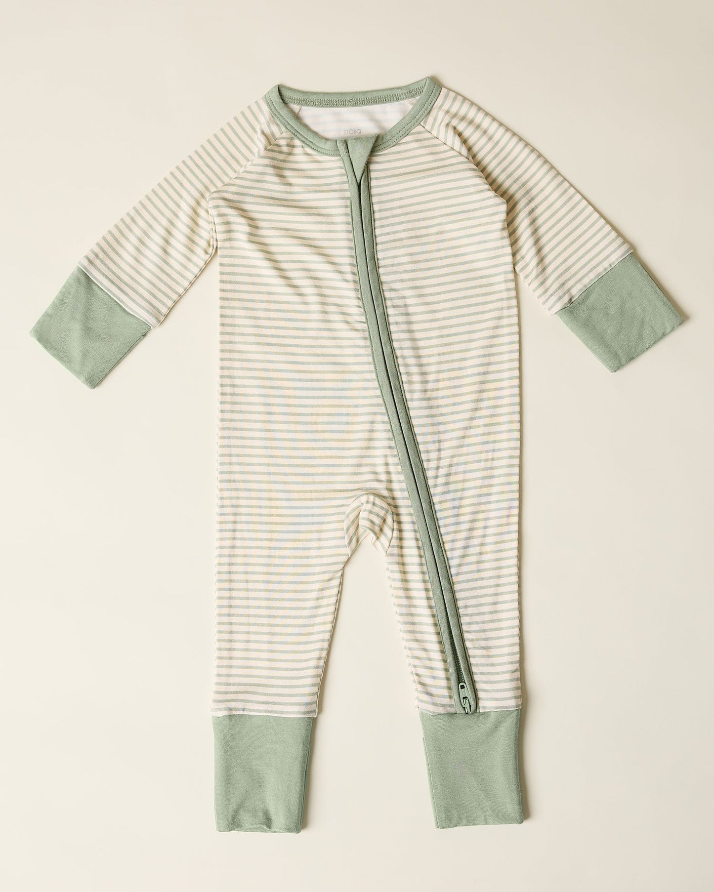 Bamboo Baby Pajama | Sage Candy Stripe