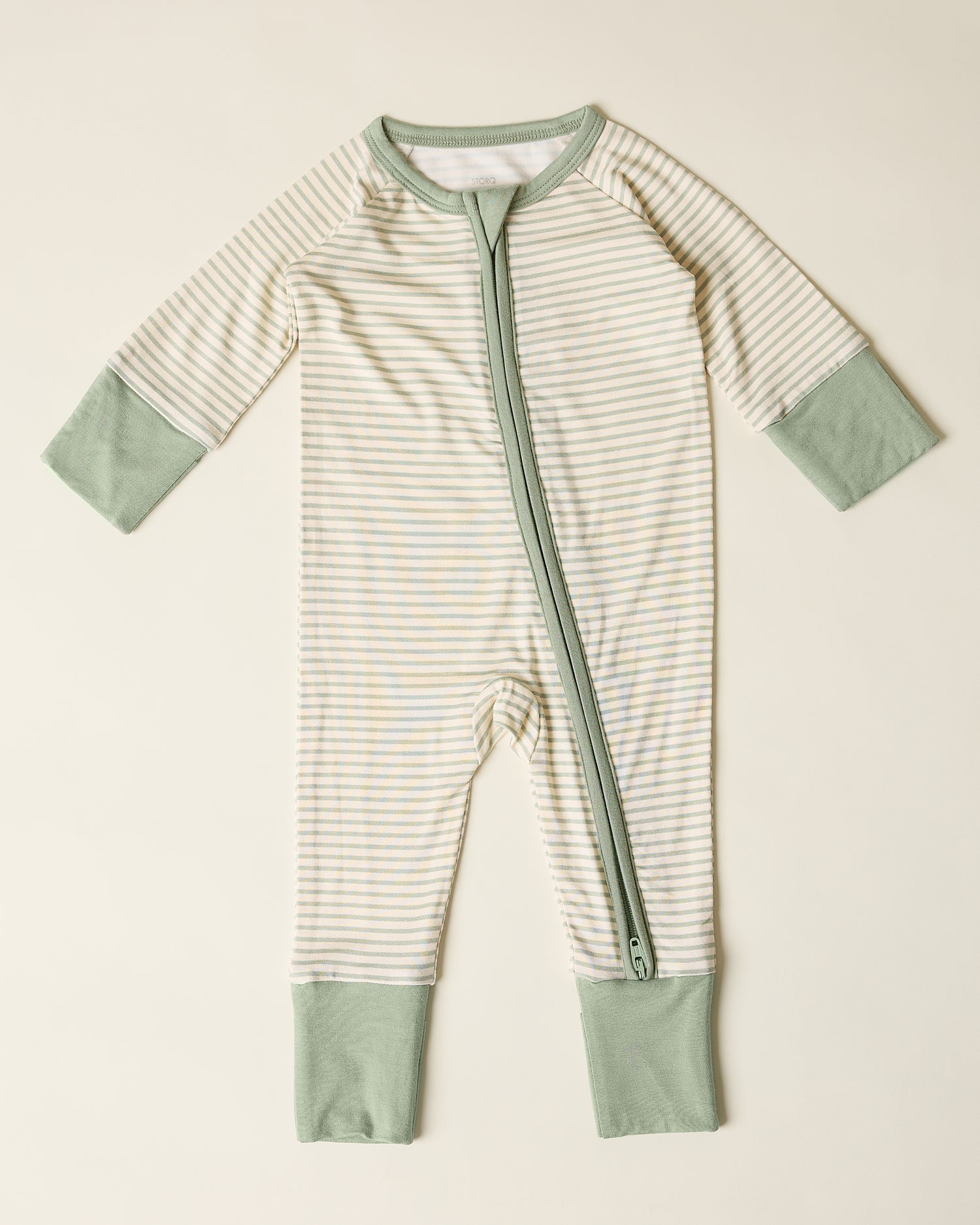 Bamboo Baby Pajama | Sage Candy Stripe
