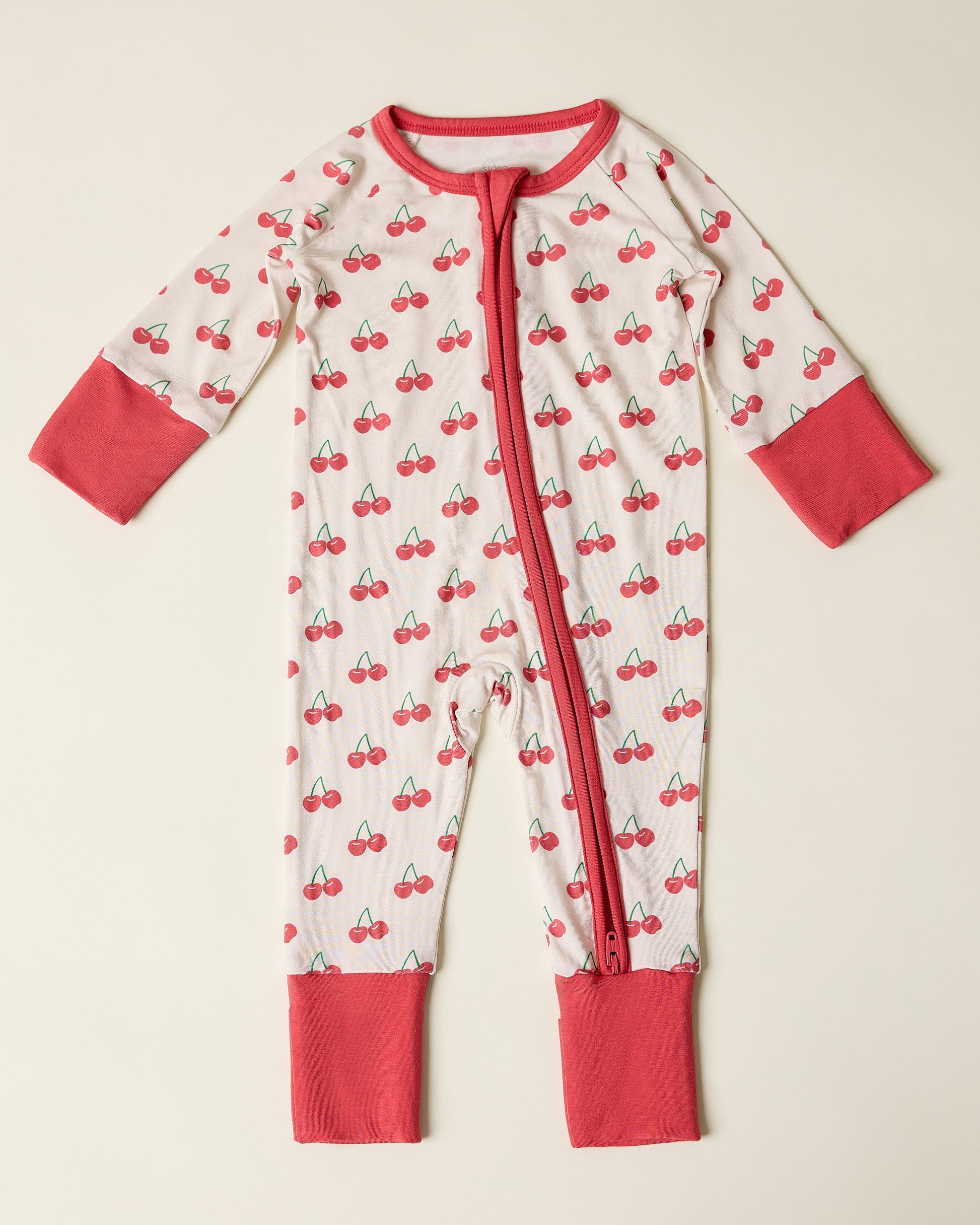 Bamboo Baby Pajama | Ivory Cherries