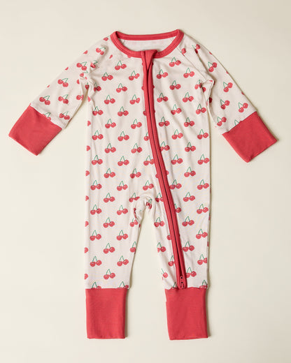 Bamboo Baby Pajama | Ivory Cherries