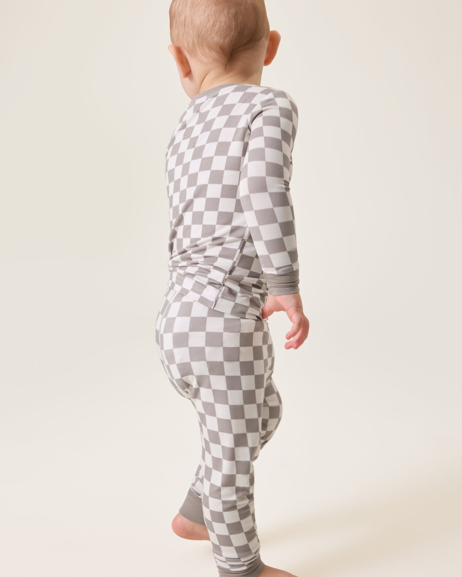 Bamboo Baby Two-Piece Pajama Set | Taupe Checker