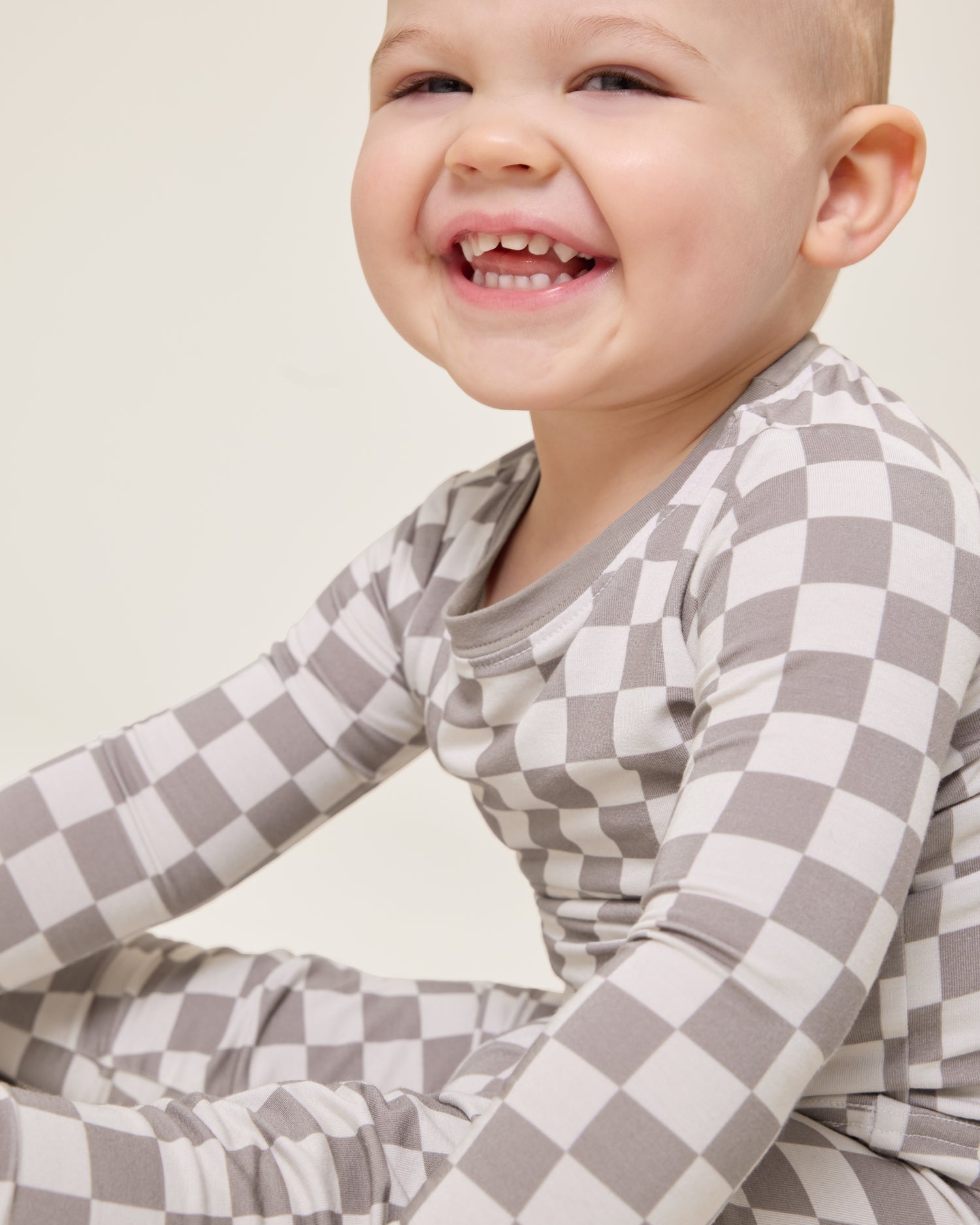Bamboo Baby Two-Piece Pajama Set | Taupe Checker