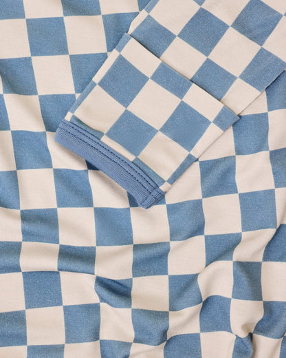 Bamboo Knotted Baby Gown & Hat | Blue Checker
