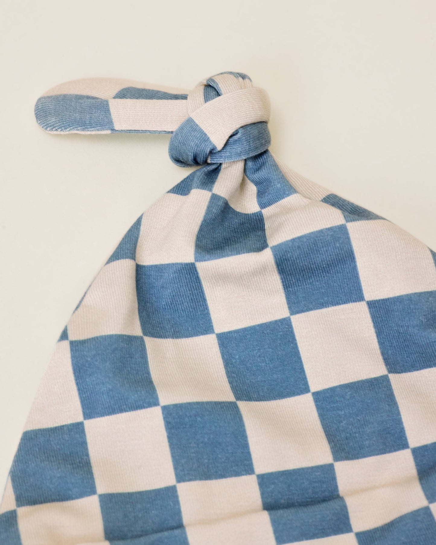 Bamboo Knotted Baby Gown & Hat | Blue Checker