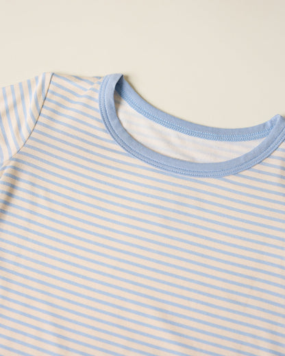 Bamboo Short Sleeve & Shorts Set | Blue Candy Stripe