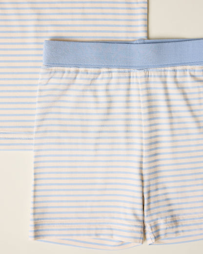 Bamboo Short Sleeve & Shorts Set | Blue Candy Stripe