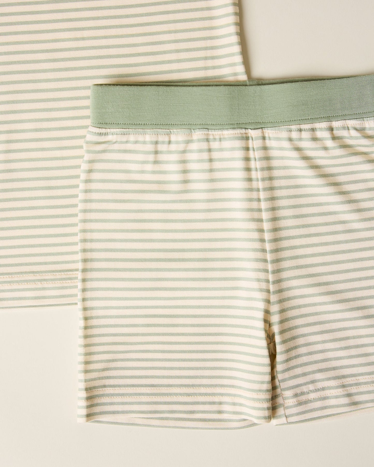 Bamboo Short Sleeve & Shorts Set | Sage Candy Stripe
