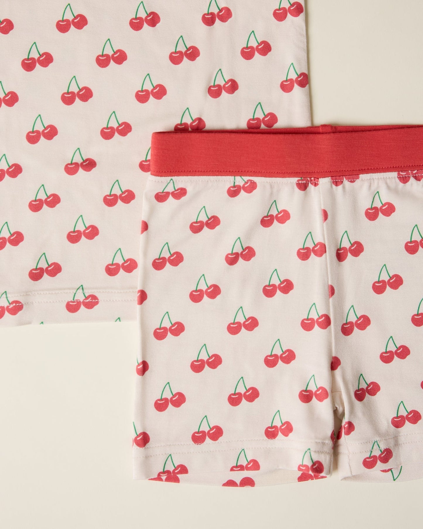 Bamboo Short Sleeve & Shorts Set | Ivory Cherries