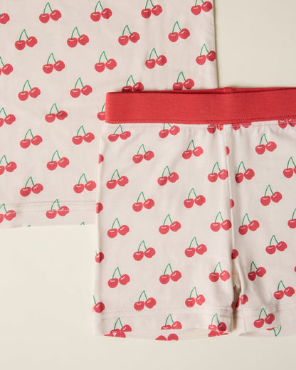 Bamboo Short Sleeve & Shorts Set | Ivory Cherries