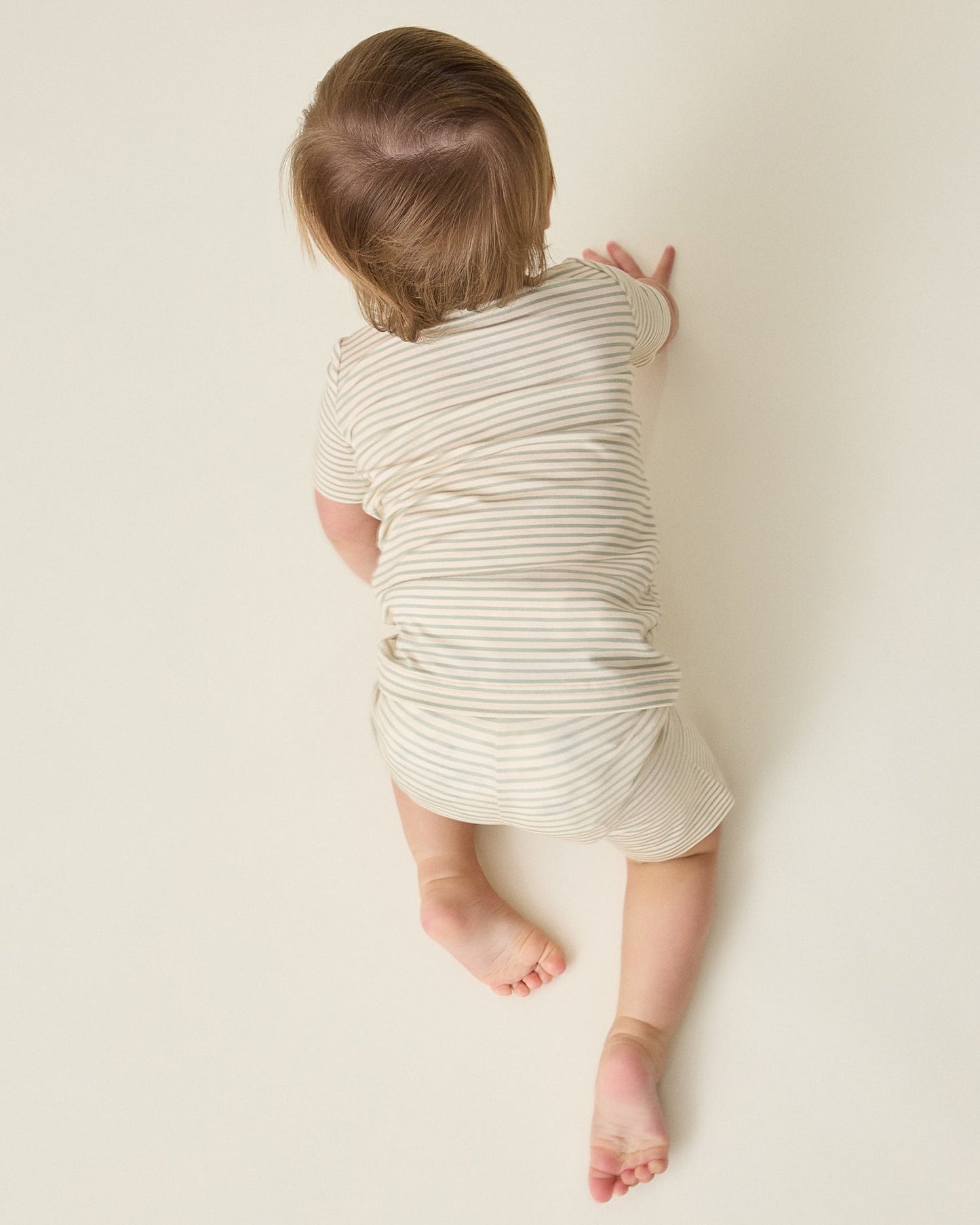 Bamboo Short Sleeve & Shorts Set | Sage Candy Stripe