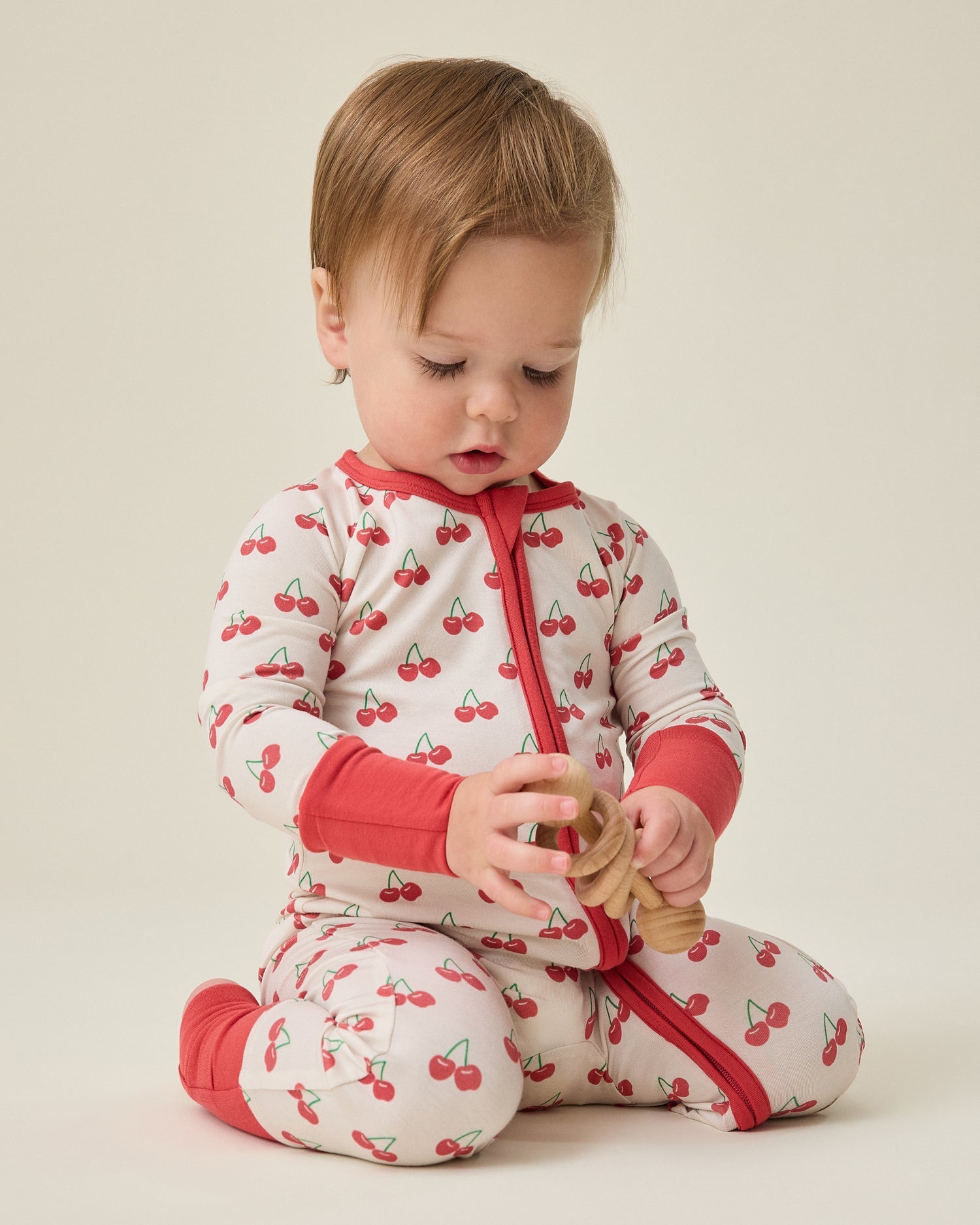 Bamboo Baby Pajama | Ivory Cherries