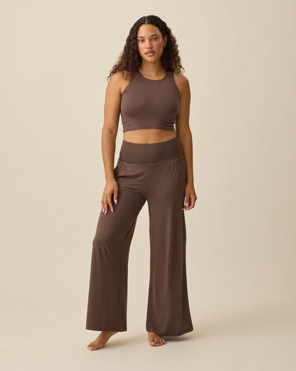 Bamboo Wide Leg Maternity & Postpartum Lounge Pant | Chocolate
