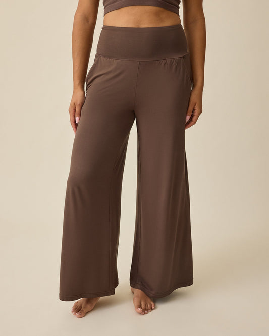 Bamboo Wide Leg Maternity & Postpartum Lounge Pant | Chocolate