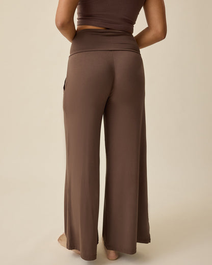 Bamboo Wide Leg Maternity & Postpartum Lounge Pant | Chocolate