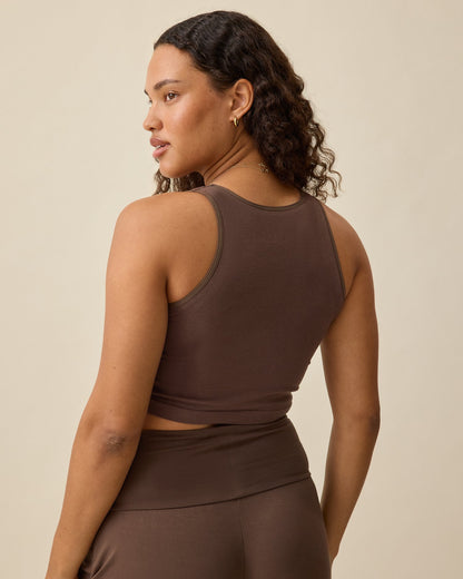 Sublime® Bamboo Maternity & Nursing Longline Bra Top | Chocolate