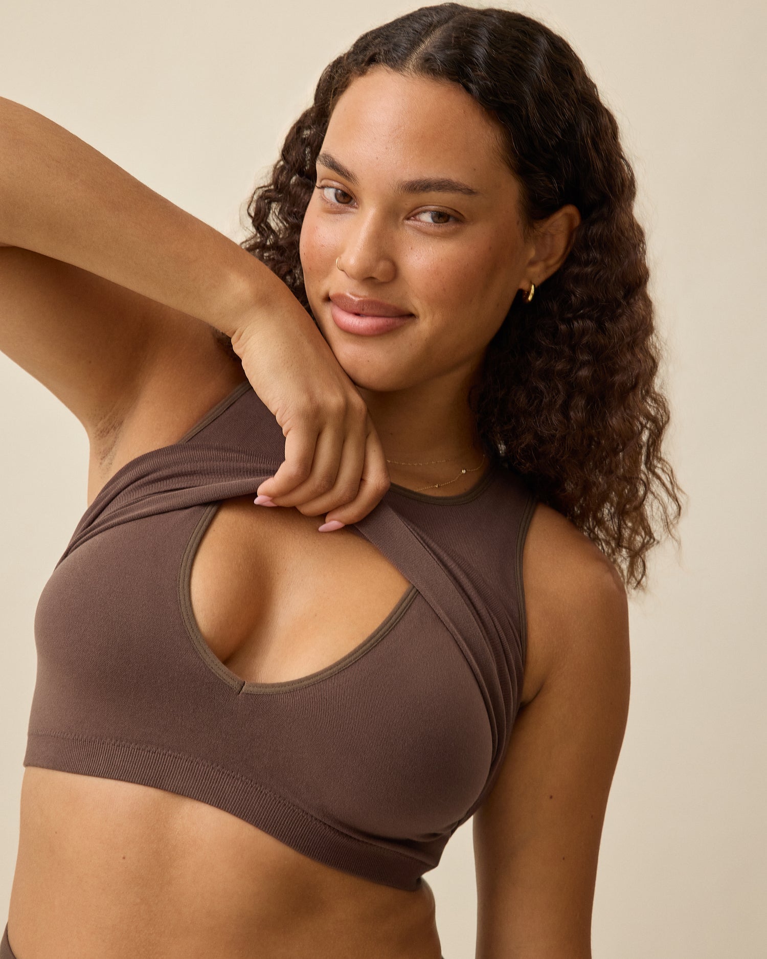 Sublime® Bamboo Maternity & Nursing Longline Bra Top | Chocolate