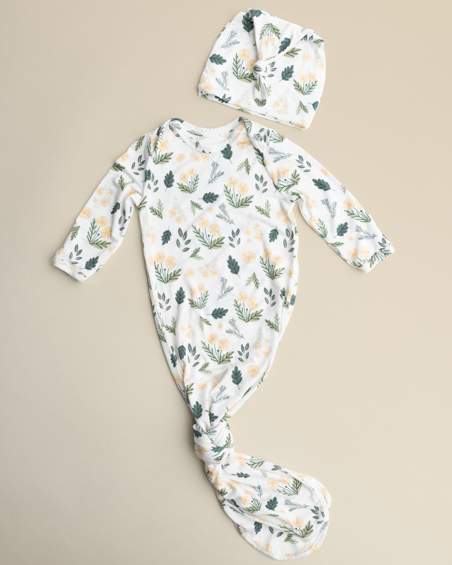 Bamboo Knotted Baby Gown & Hat | Honey Dandelion