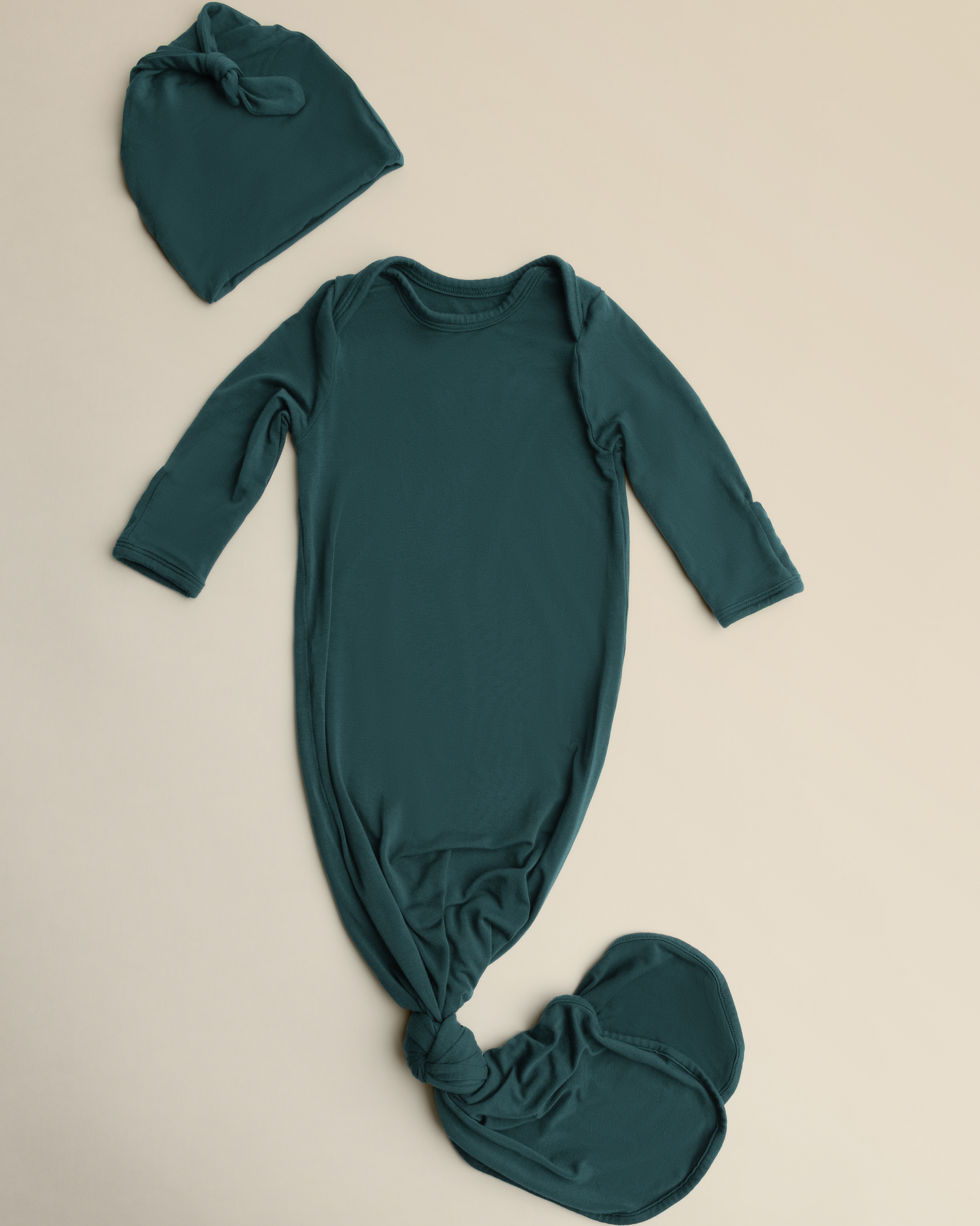 Bamboo Knotted Baby Gown & Hat | Evergreen