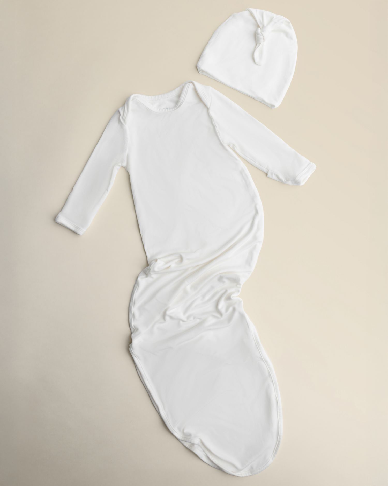 Bamboo Knotted Baby Gown & Hat | Pearl