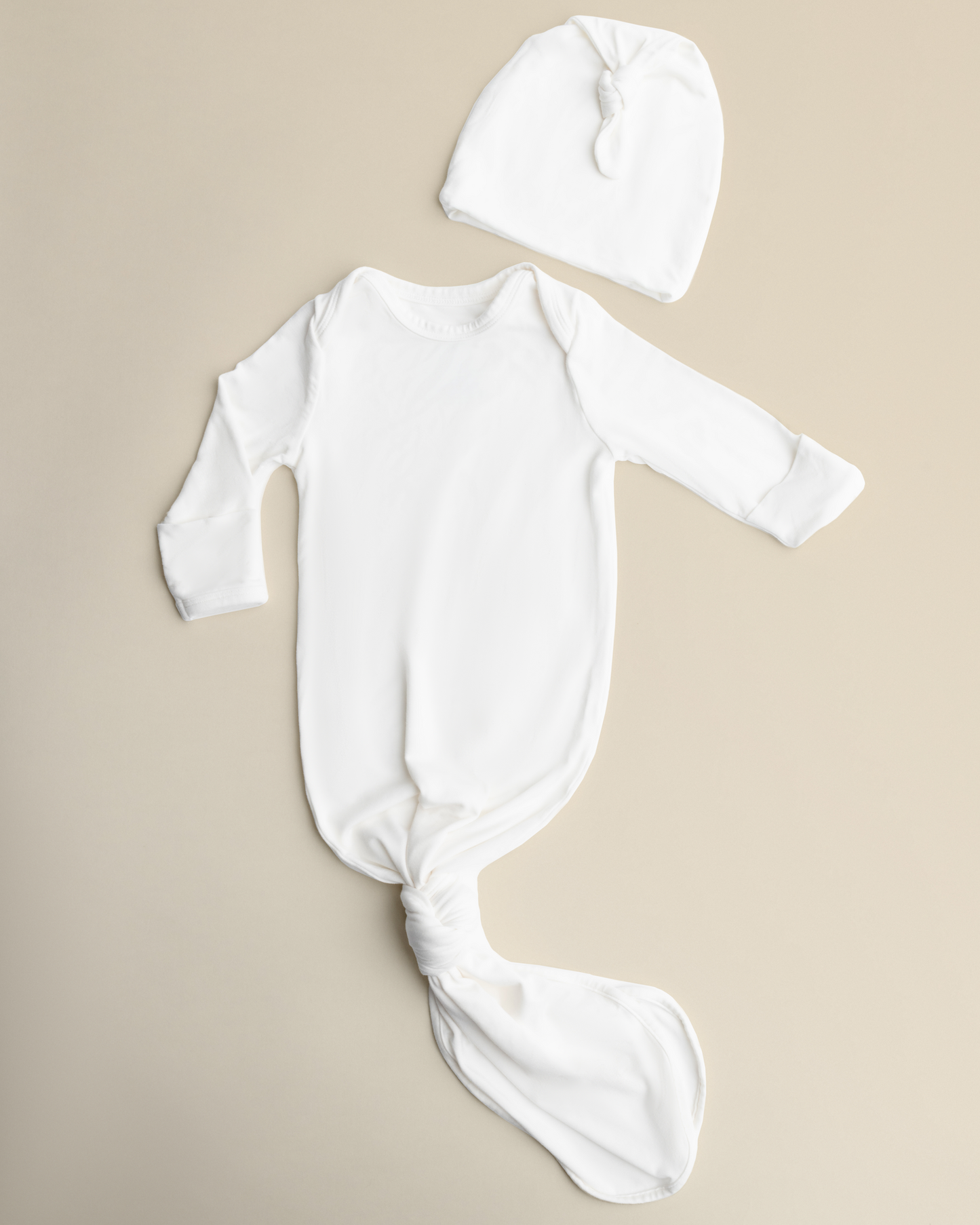 Bamboo Knotted Baby Gown & Hat | Pearl