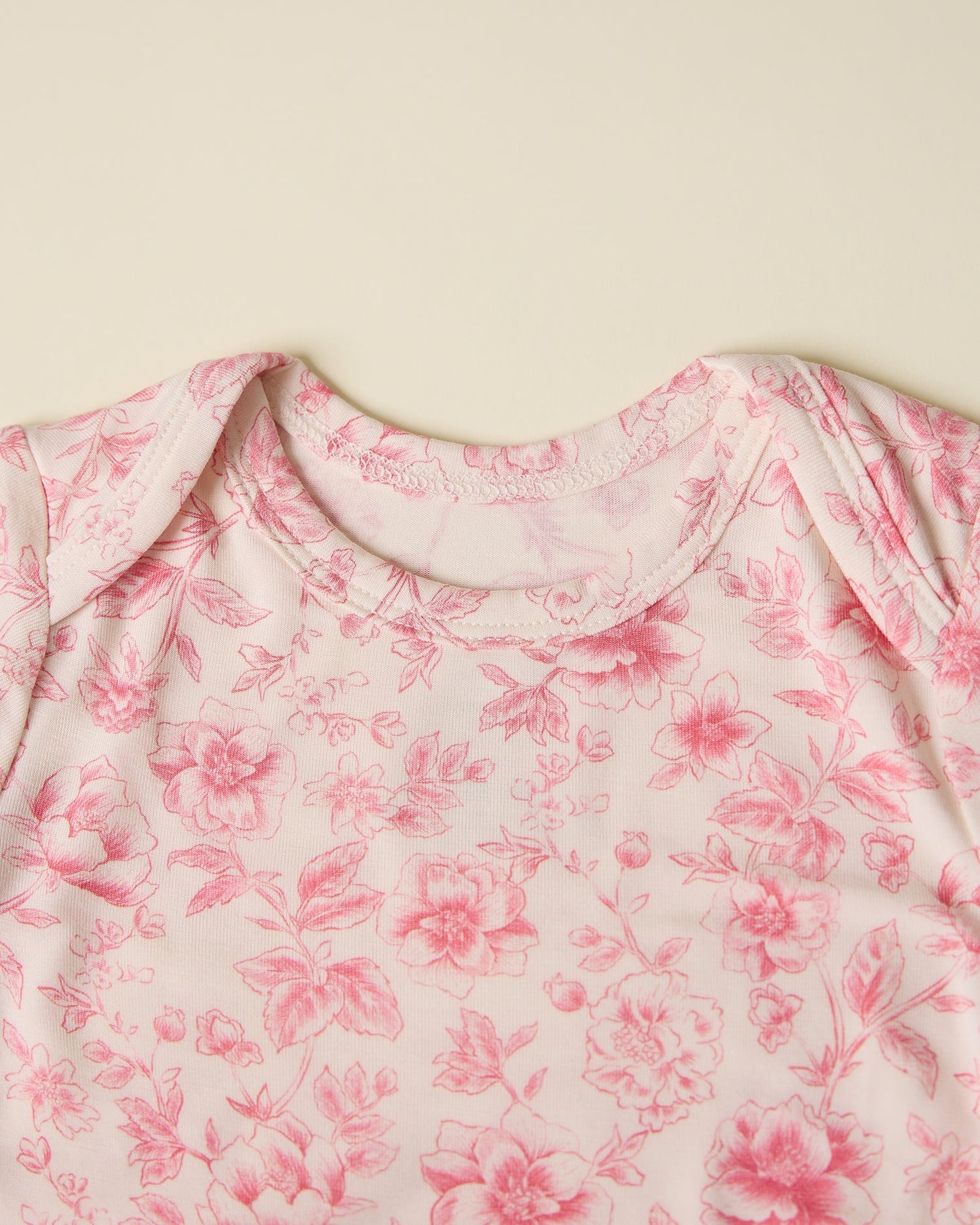 Bamboo Knotted Baby Gown & Hat | Pink Toile