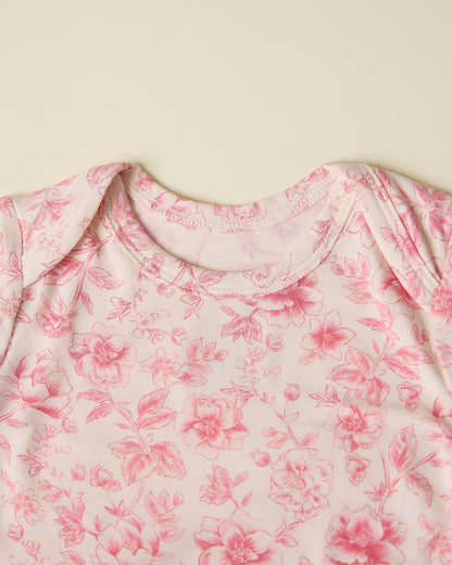Bamboo Knotted Baby Gown & Hat | Pink Toile