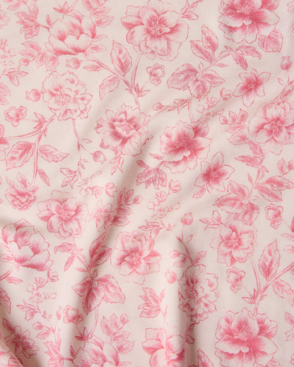 Bamboo Knotted Baby Gown & Hat | Pink Toile