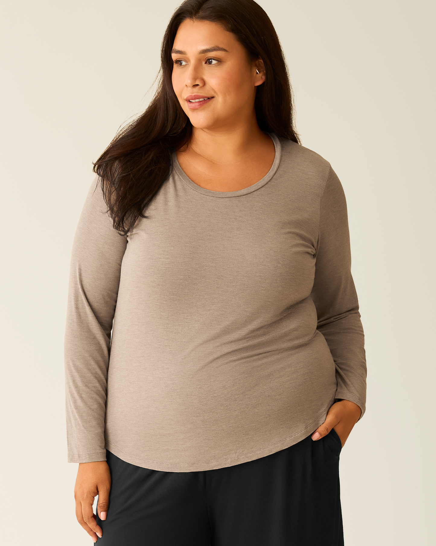 Bamboo Nursing Long Sleeve T-shirt Two-Pack | Wheat & Grey Heather