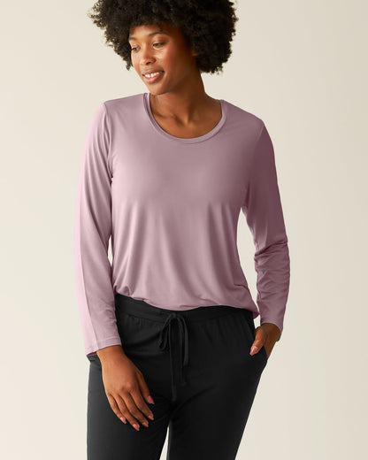 Bamboo Nursing Long Sleeve T-shirt Two-Pack | Black & Dusty Mauve