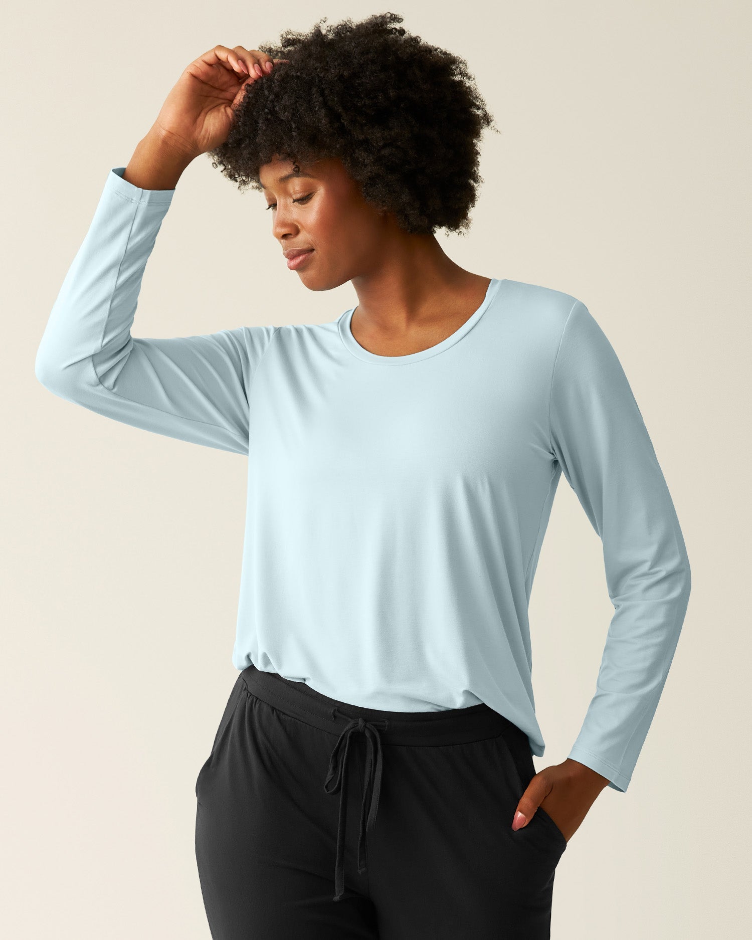 Bamboo Nursing Long Sleeve T-shirt Two-Pack | Black & Powder Blue