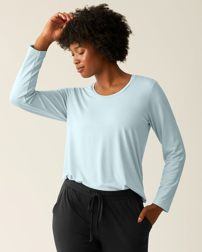 Bamboo Nursing Long Sleeve T-shirt Two-Pack | Black & Powder Blue