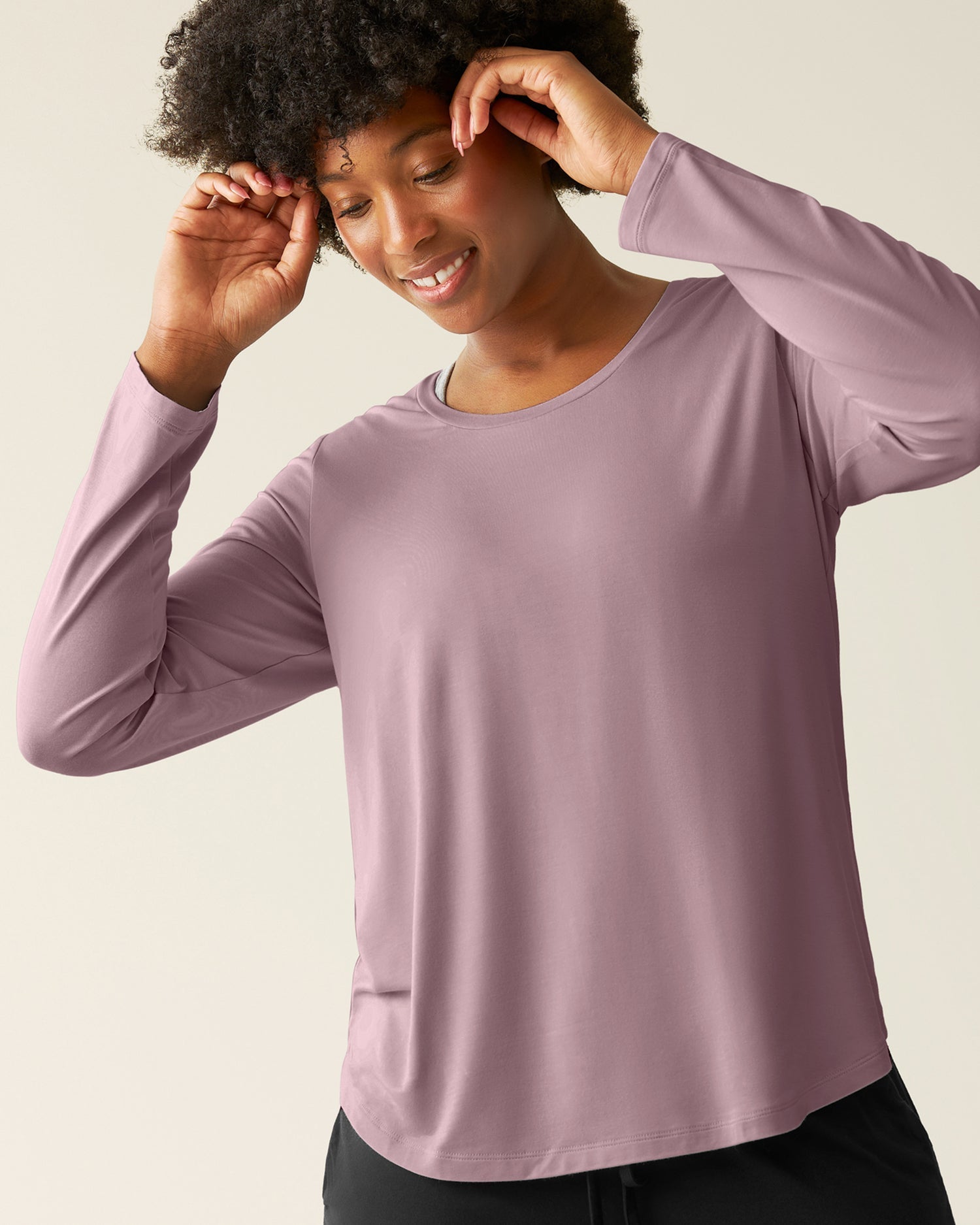 Bamboo Nursing Long Sleeve T-shirt Two-Pack | Black & Dusty Mauve