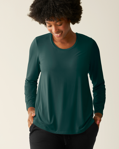 Bamboo Nursing Long Sleeve T-shirt Two-Pack | Wheat & Evergreen