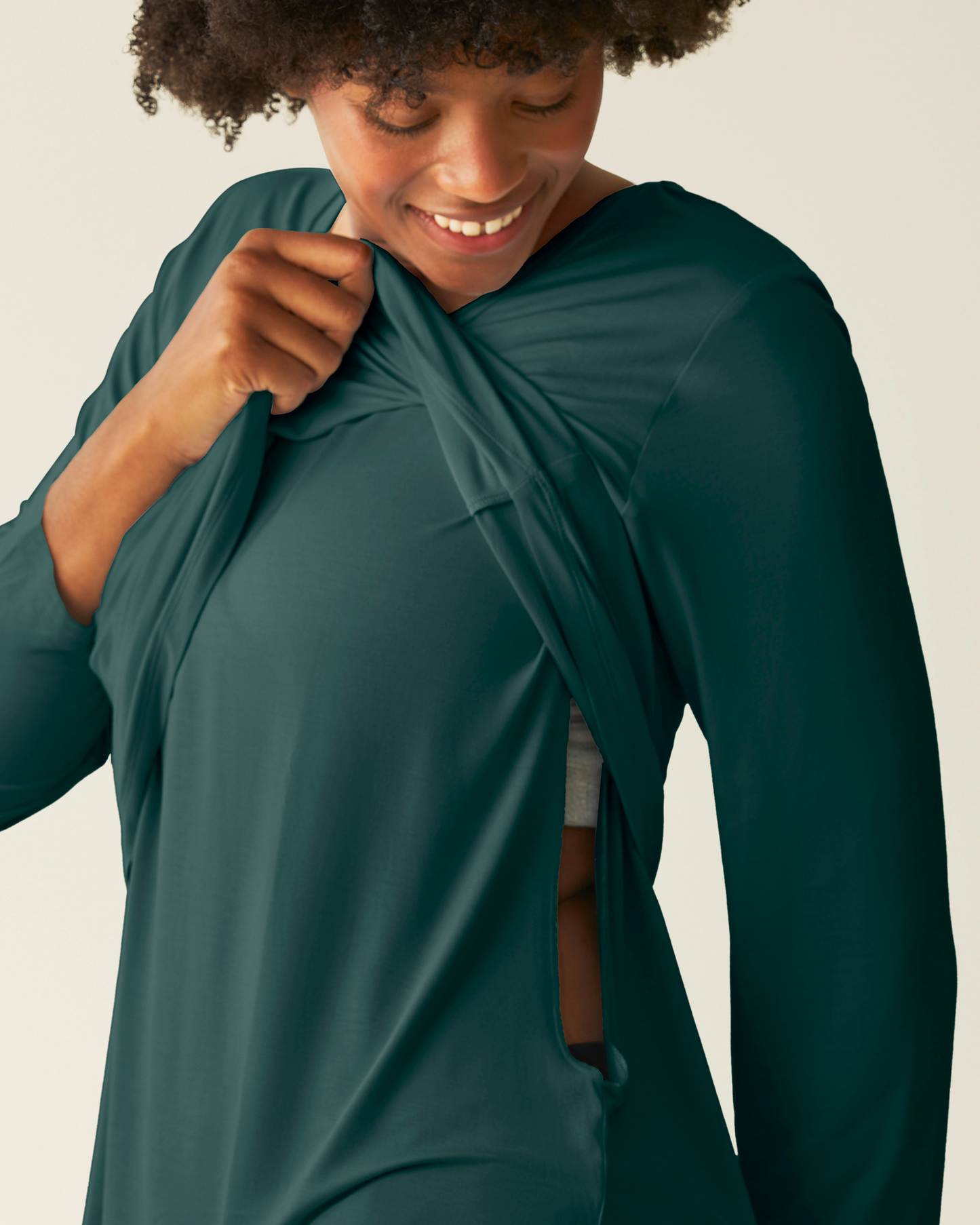 Bamboo Nursing Long Sleeve T-shirt Two-Pack | Wheat & Evergreen