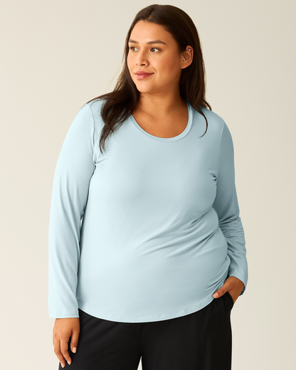 Bamboo Maternity & Nursing Long Sleeve T-shirt | Powder Blue