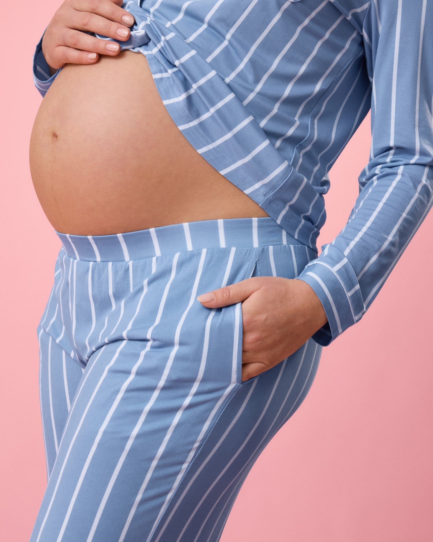 Clea Bamboo Long Sleeve Pajama Set | Vintage Blue Stripe