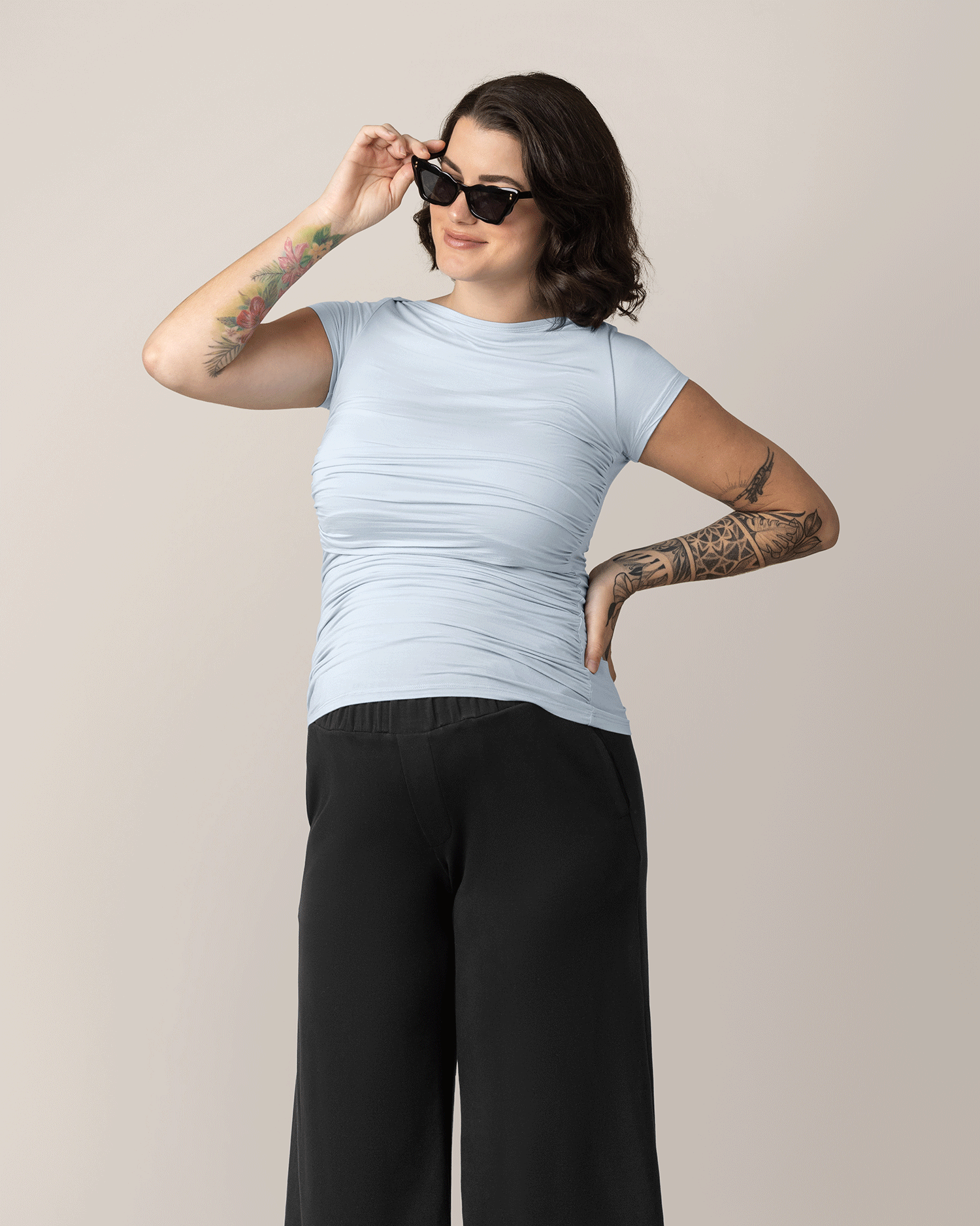 Kiera Boat Neck Maternity & Nursing Top | French Blue