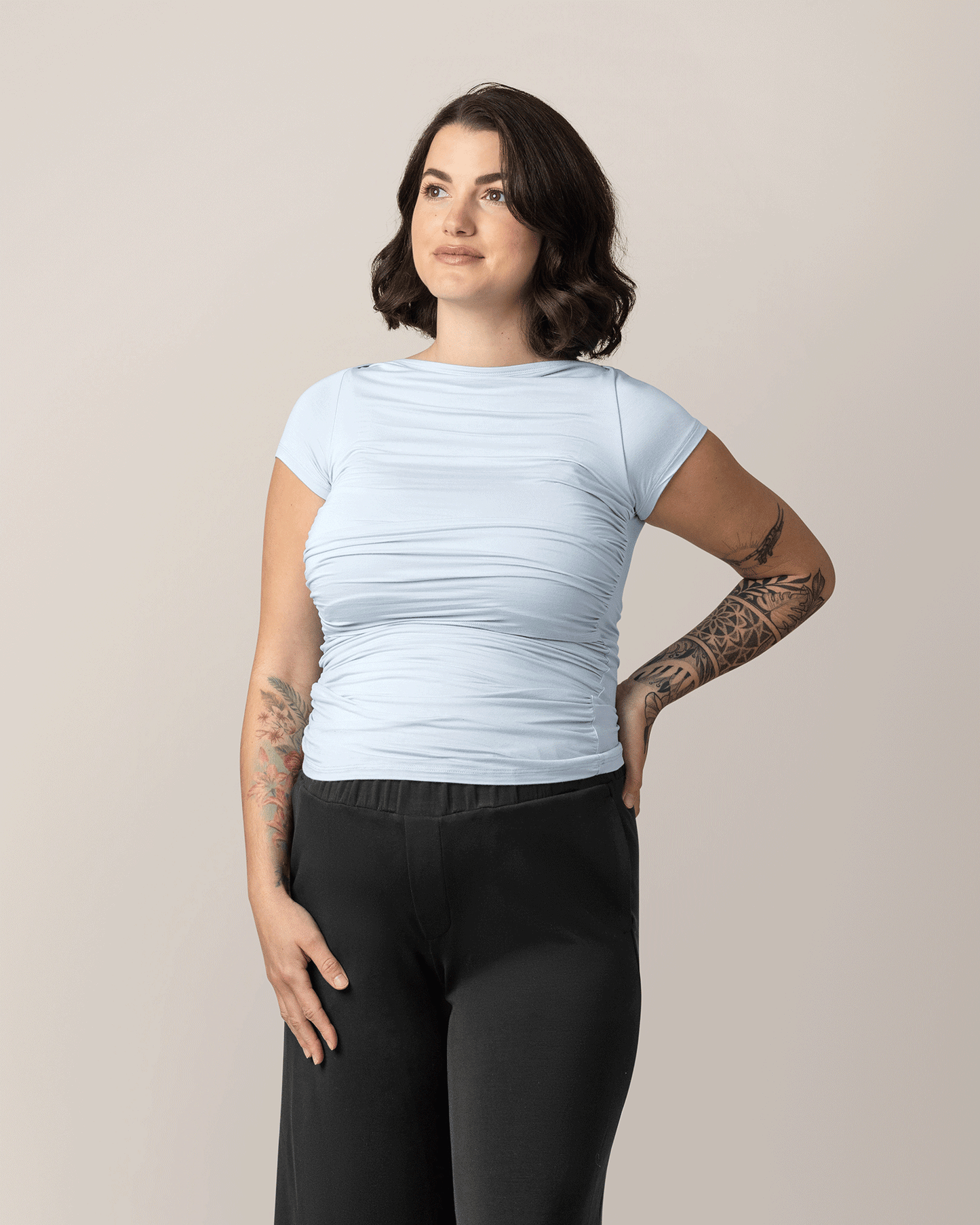 Kiera Boat Neck Maternity & Nursing Top | French Blue