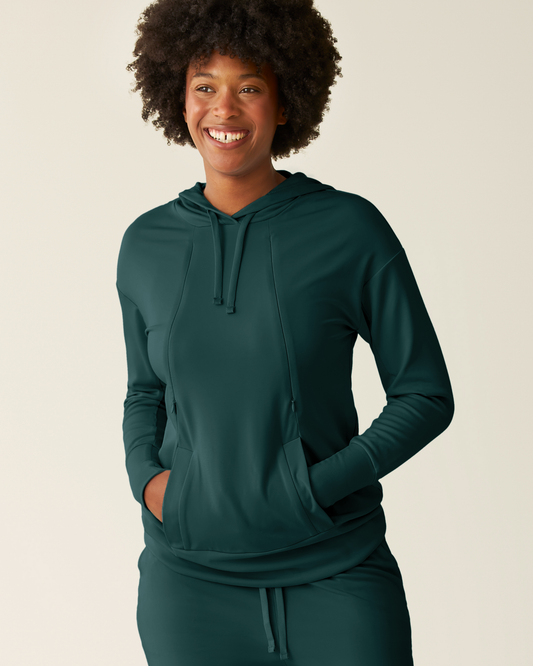 Brushed Bamboo Maternity & Nursing Hoodie | Evergreen