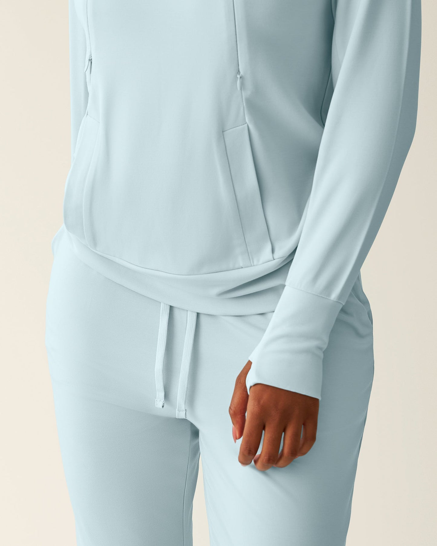 Brushed Bamboo Maternity & Nursing Hoodie | Powder Blue
