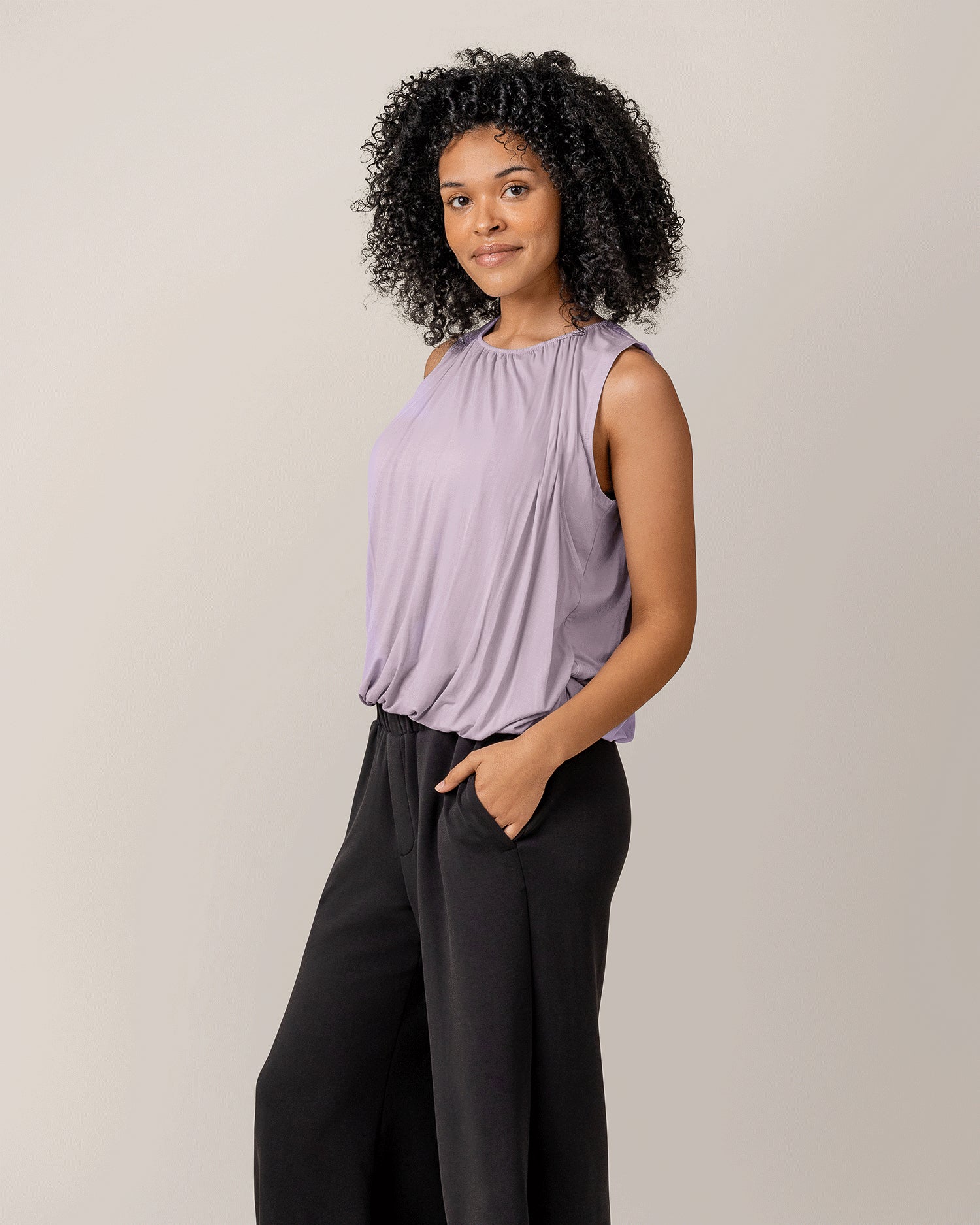 Piper Bubble Hem Nursing Tank | Lavender Mist