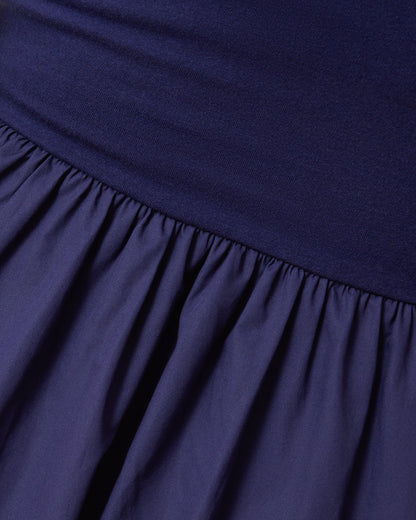 Charlotte Mixed Media Nursing Midi Dress | Navy