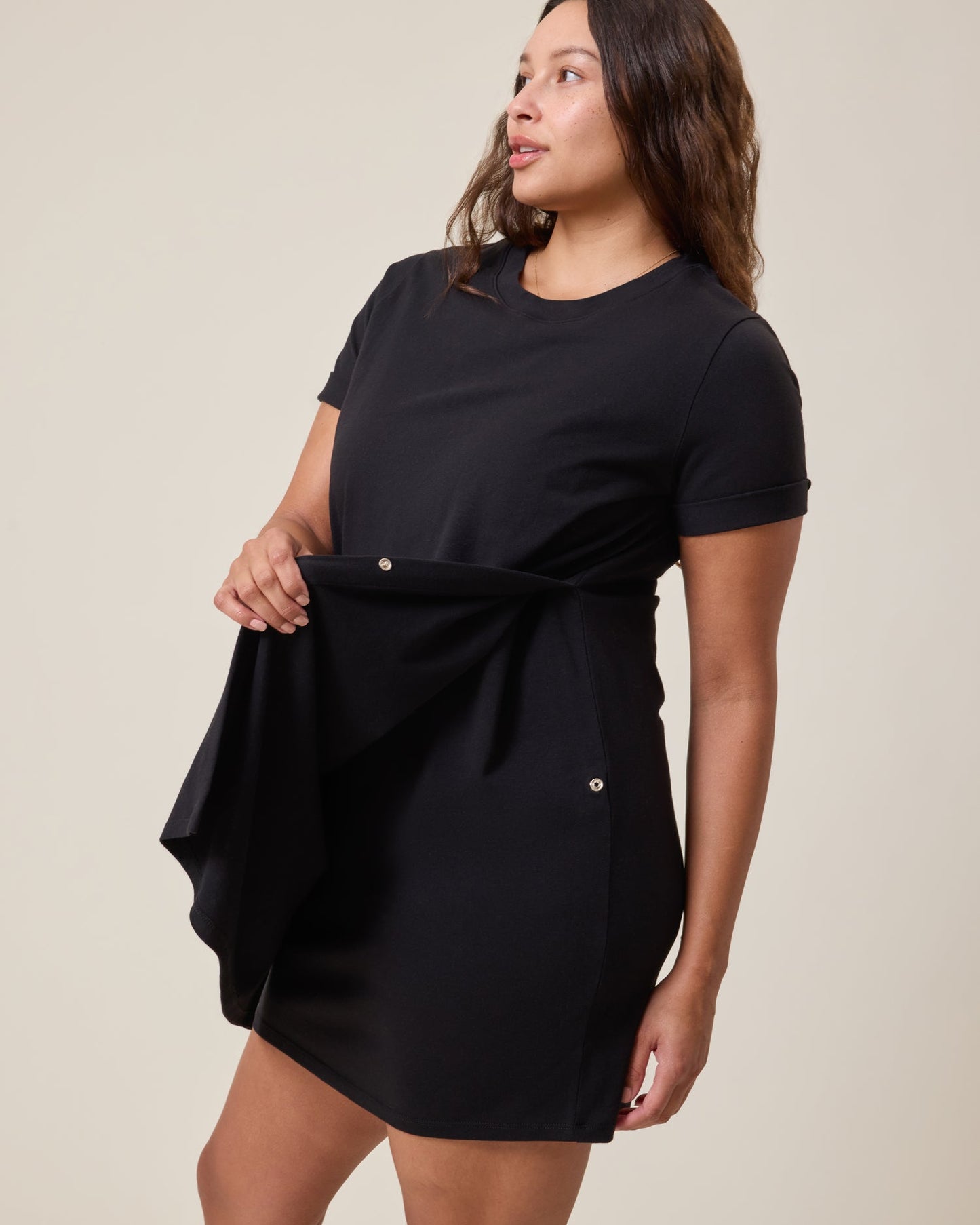 Classic Nursing T-shirt Mini Dress | Black
