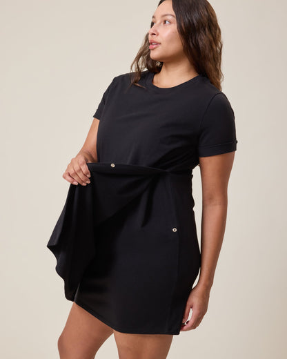 Classic Nursing T-shirt Mini Dress | Black