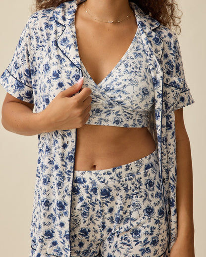 Clea Bamboo Short Sleeve Pajama Set | Navy Toile