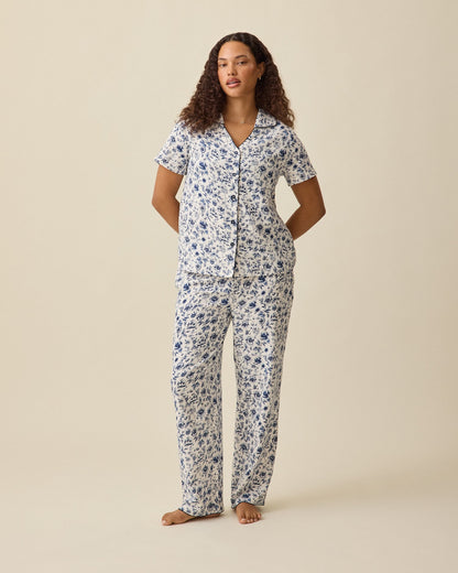 Cotton Bamboo Pajama Set | Navy Toile