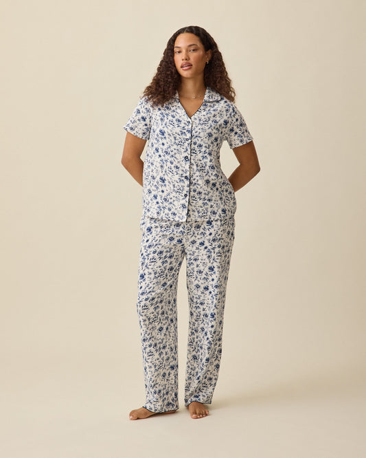 Cotton Bamboo Pajama Set | Navy Toile