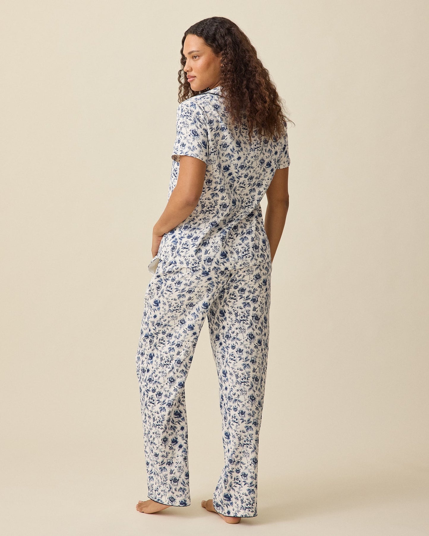 Cotton Bamboo Pajama Set | Navy Toile