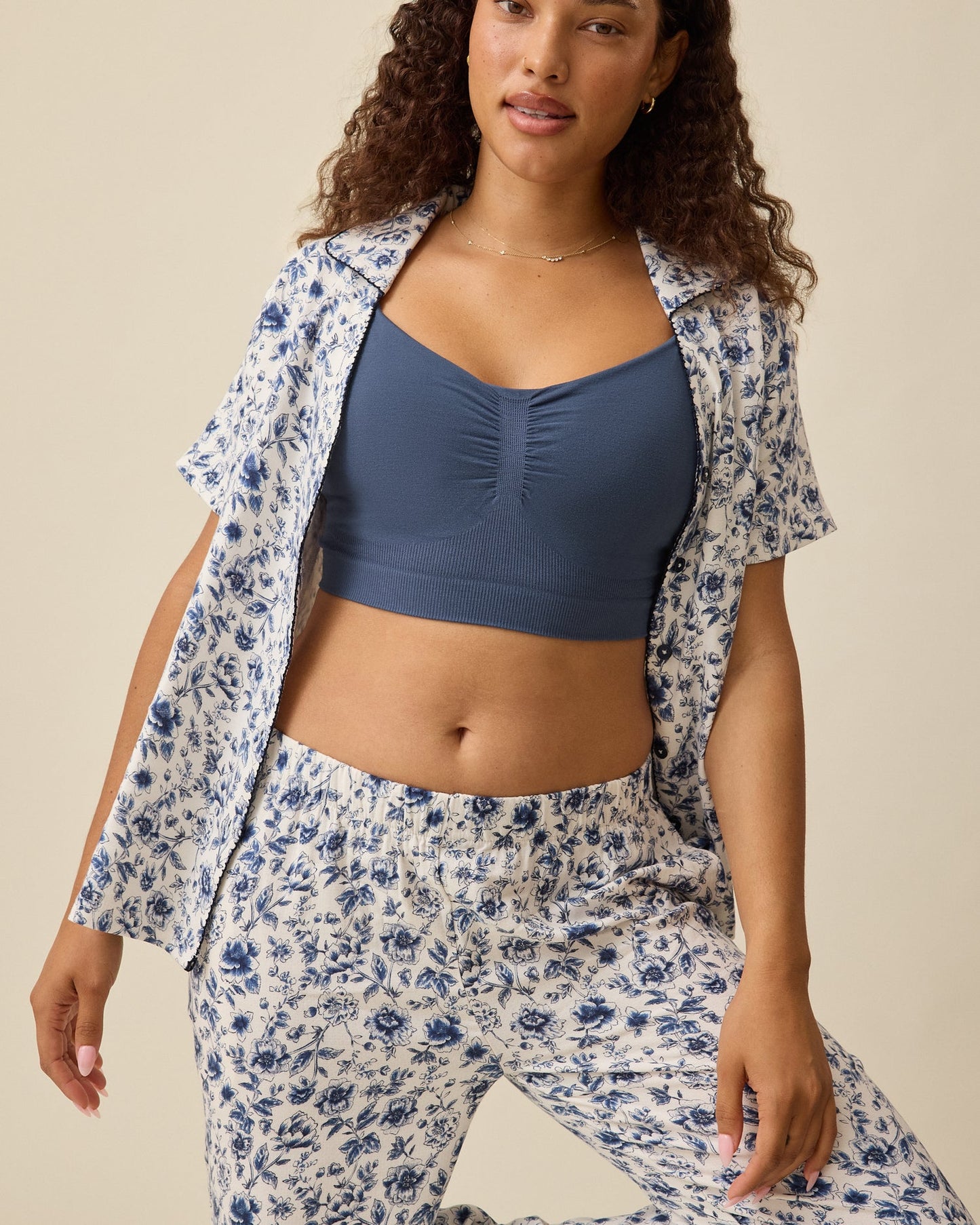 Cotton Bamboo Pajama Set | Navy Toile